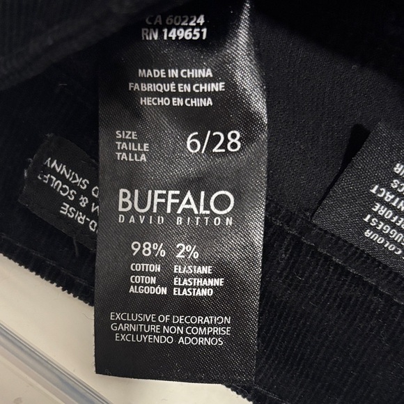 EUC Buffalo David Bitton Icon Black Corduroy Trousers - Picture 4 of 9